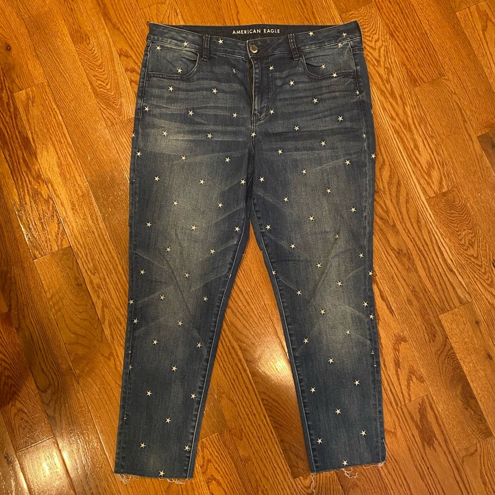 American eagle high rise jegging with embroidered stars